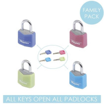 MASTER LOCK Set of 4 padlocks 20mm - Assorted colors - For luggage, su
