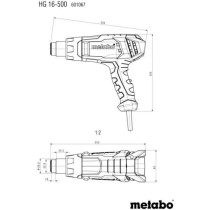 Hot air gun - METABO - HG 16-500 - Wide jet nozzle - Reflector nozzle