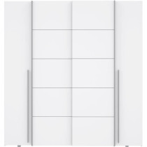 Armoire NARAGO - Décor Blanc mat - 2 portes coulissantes + 2 portes b