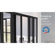 OPTIMUM Verriere coulissante 4 carreaux en verre trempé Noir - 108 x