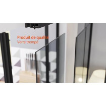 OPTIMUM Verriere coulissante 4 carreaux en verre trempé Noir - 108 x