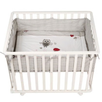 Baby Park 100x75 cm + Adam and Eule Owl Print Mat + 4 Wheels - ROBA -