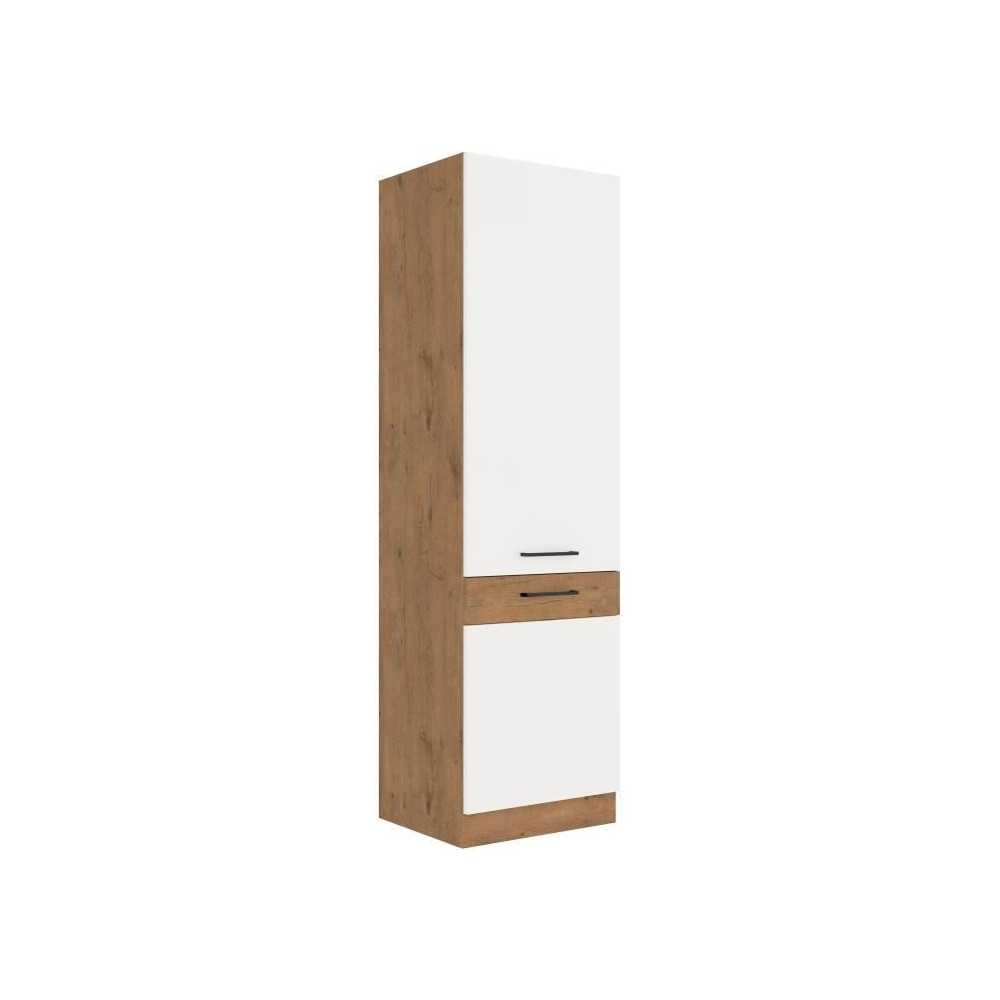 ROCK - Colonne - Mélaminé chene Lancelot et Blanc brillant - 60 cm -