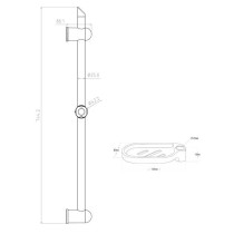 ROUSSEAU Shower rail without tap - Chrome