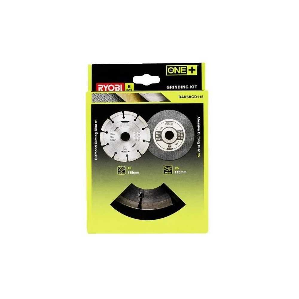RYOBI - Kit 6 disques meuleuse diam. 115 mm - 1 disque diamant et 5 di