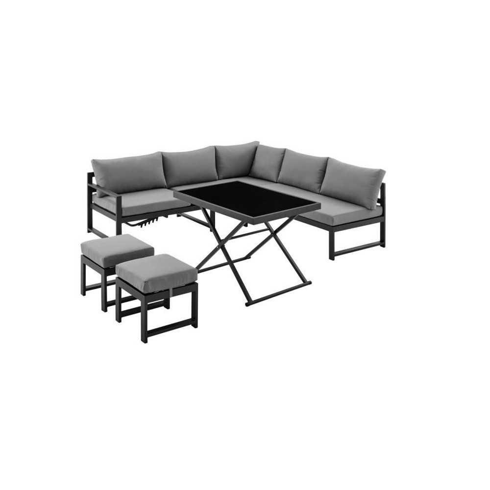 Salon de jardin avec structure en aluminium avec coussins - 7 personne