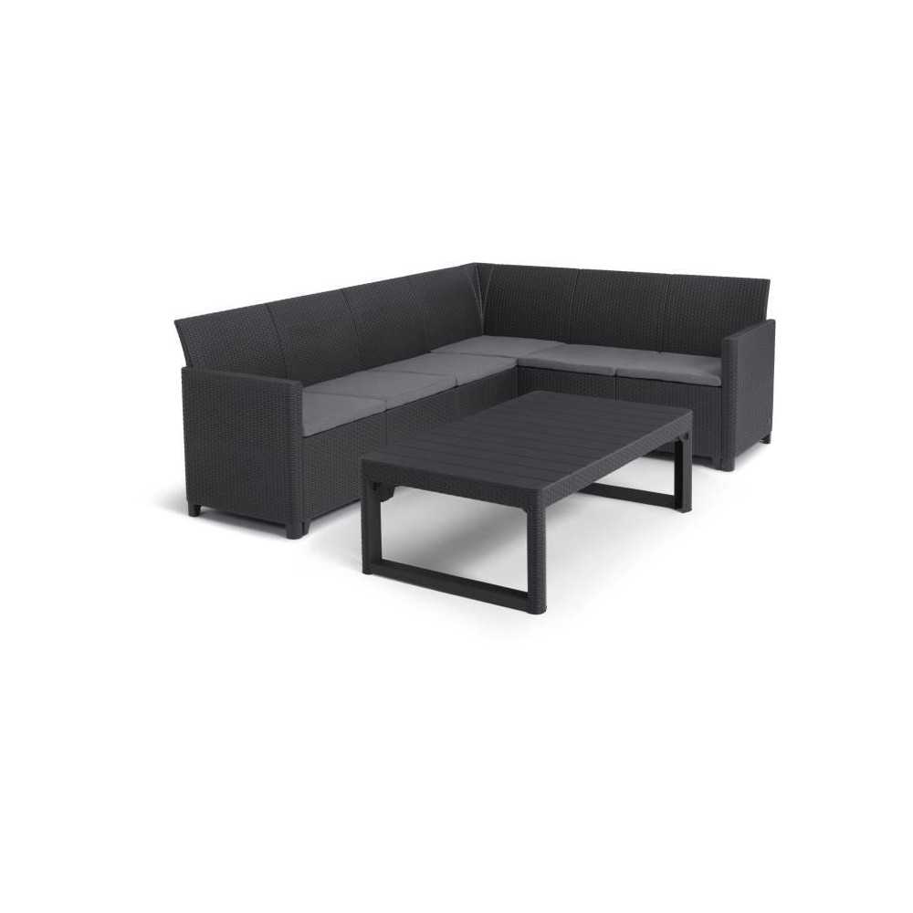 Salon de jardin avec table basse 2 en 1 - en résine - Allibert by KET
