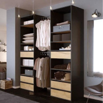 Kit dressing 2 colonnes - Décor noir et chene - 6 tiroirs - 2 barres