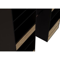 Kit dressing 2 colonnes - Décor noir et chene - 6 tiroirs - 2 barres