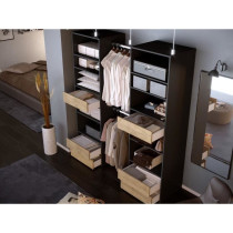 Kit dressing 2 colonnes - Décor noir et chene - 6 tiroirs - 2 barres