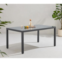 Table de jardin 6 personnes - Structure aluminium - Plateau verre trem