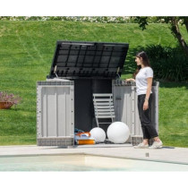 Coffre de jardin STORER PLUS XL - Résine - Capacité 1270L - Taupe et