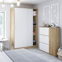Armoire TOP - Décor chene - 2 Portes coulissantes - L120 x H200 x P50