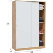 Armoire TOP - Décor chene - 2 Portes coulissantes - L120 x H200 x P50