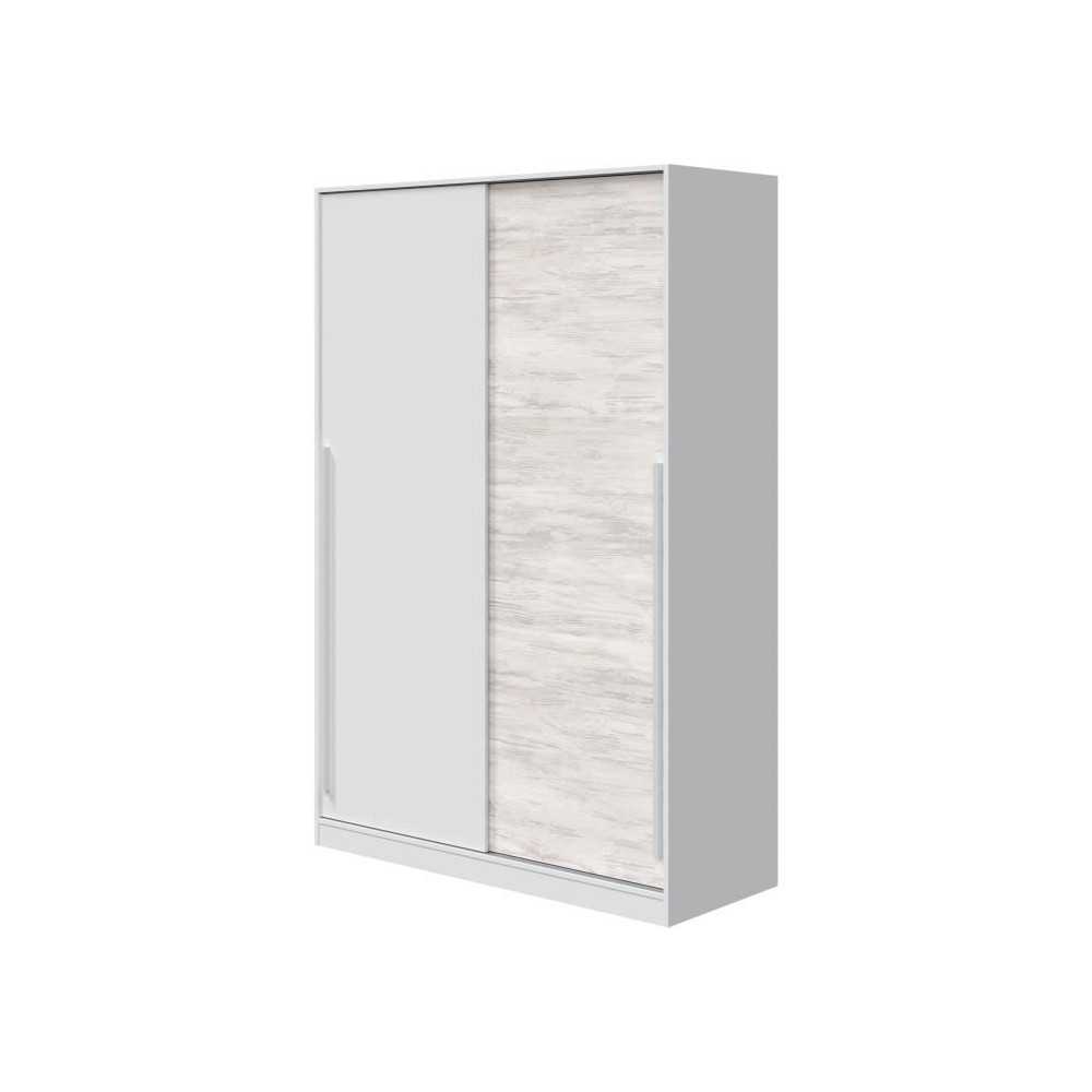 Armoire TOP - Décor blanc artik et chene nodi - 2 Portes coulissantes