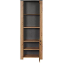 Vitrine FOLLOW - Mélaminé chene artisan et gris ardoise - 2 portes d
