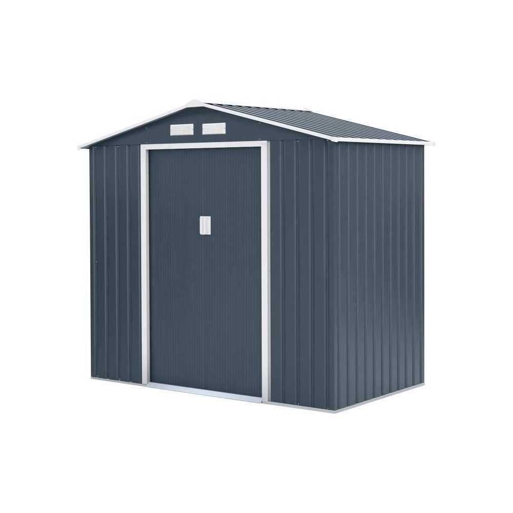 PLUTON Abri de jardin en métal 2,71 m² - 213 x 127 x 195 cm - Kit d'