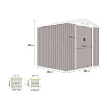 Abri de jardin en métal 4,07 m² - 213 x 191 x 195 cm - MARS - Kit d'