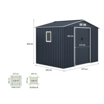 VENUS Abri de jardin en métal 5,29 m² - 277 x 191 x 202 cm - Kit d'