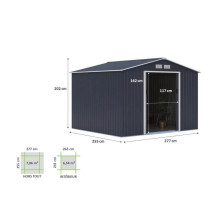 MERCURE Abri de jardin en métal 7,06 m² - 277 x 255 x 202 cm - Kit d