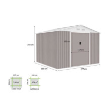 MERCURE Abri de jardin en métal 7,06 m² - 277 x 255 x 202 cm - Kit d