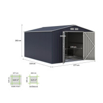 VELASCO Abri de jardin en métal 8,84 m² - 277 x 319 x 202 cm - Kit d