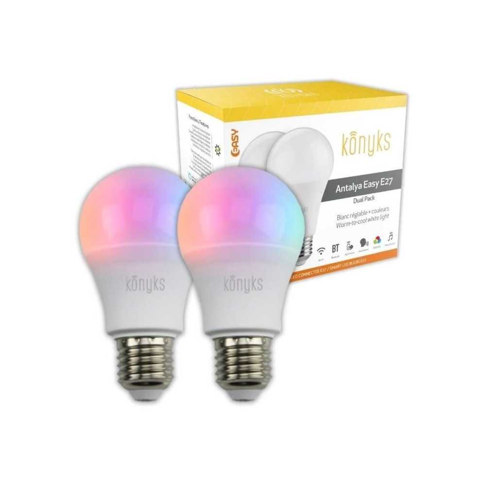 2 LED bulbs - KONYKS - Antalya Easy E27 Dual Pack - Wifi + Bt - 11 W - 2 LED bulbs - KONYKS - Antalya Easy E27 Dual Pack - Wifi + Bt - 11 W -