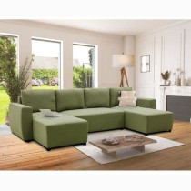 Canapé d'angle convertible panoramique PHARELL 5/6 places - Tissu oli