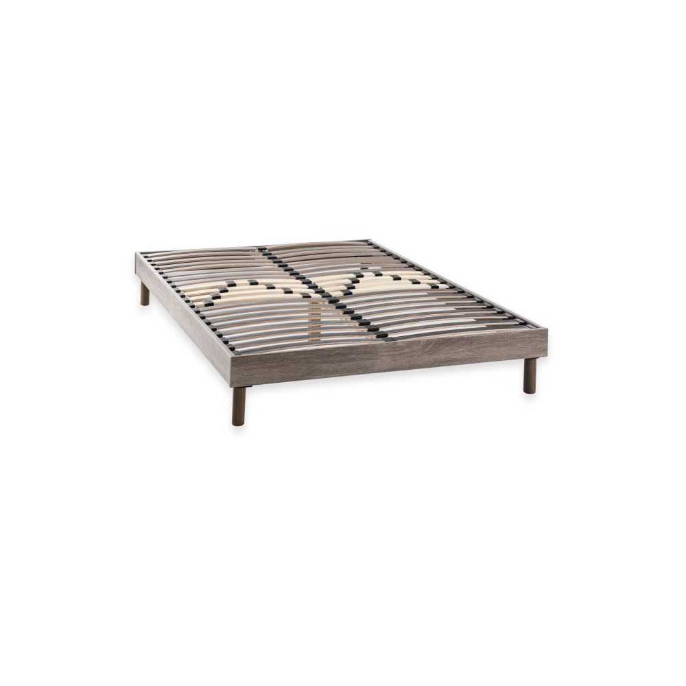 DEKO DREAM Sommier en kit 140x190 - Décor chene et gris DEKO DREAM Sommier en kit 140x190 - Décor chene et gris