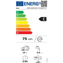 Lave-vaisselle pose libre BEKO BDFN26B4C0W - 14 couverts - Induction -
