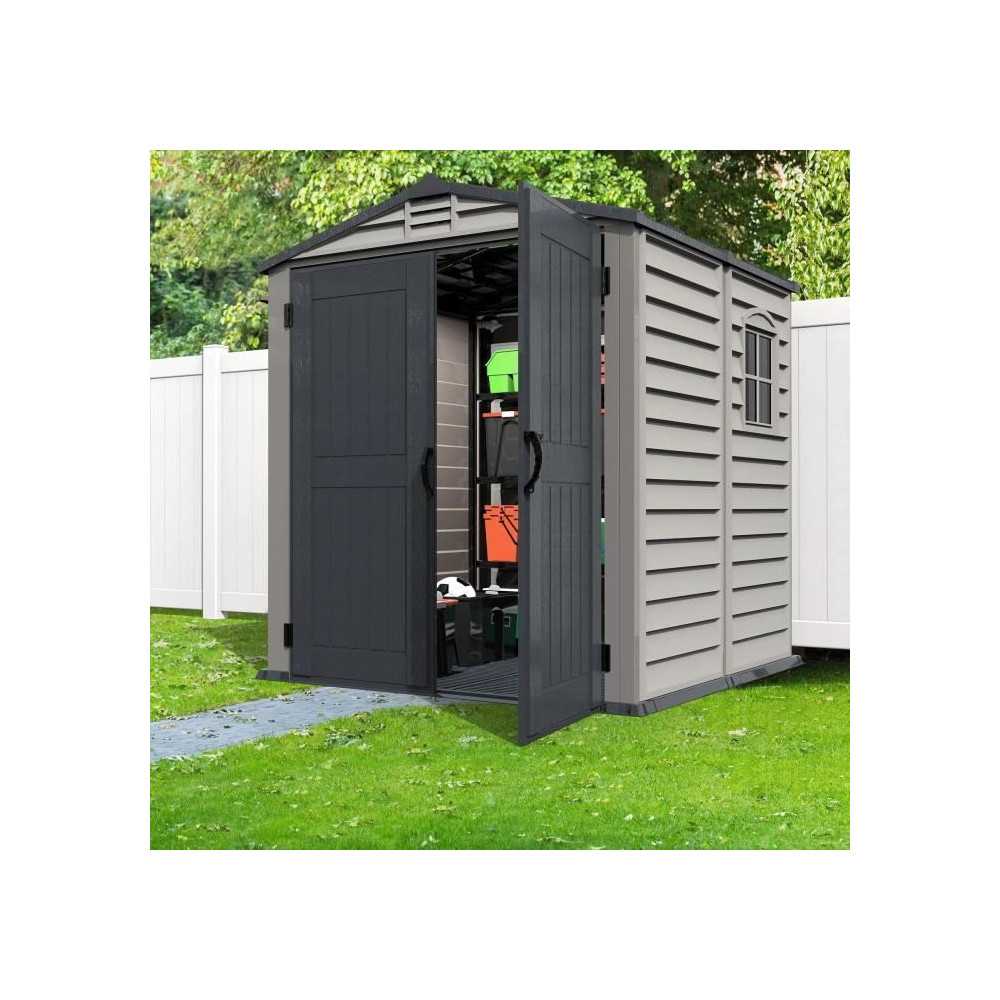 Abri de jardin - PVC - DURAMAX - 3,50 m² + Plancher - Gris clair / An