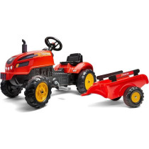FALK - 2046AB - Red X Tractor pedal tractor with opening hood and trai