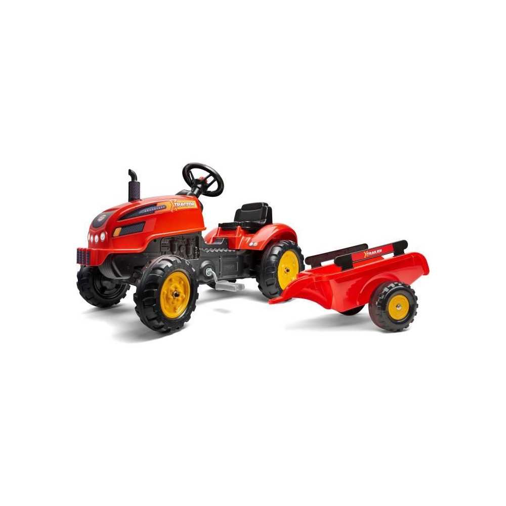 FALK - 2046AB - Red X Tractor pedal tractor with opening hood and trai