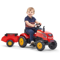 FALK - 2046AB - Red X Tractor pedal tractor with opening hood and trai