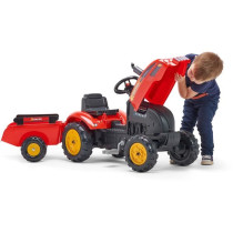FALK - 2046AB - Red X Tractor pedal tractor with opening hood and trai