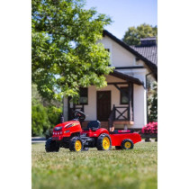 FALK - 2046AB - Red X Tractor pedal tractor with opening hood and trai