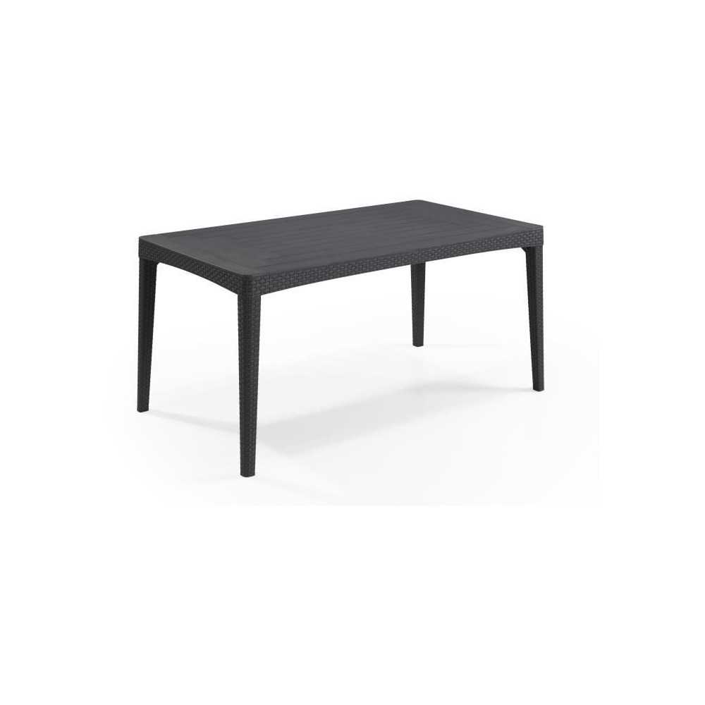 Table de jardin - rectangulaire - gris graphite - en résine - 6 perso
