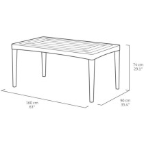 Table de jardin - rectangulaire - gris graphite - en résine - 6 perso