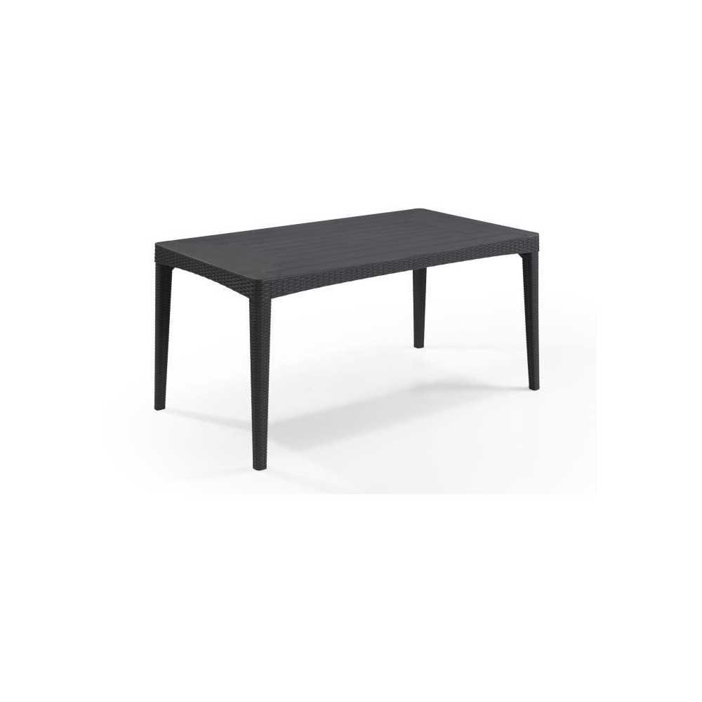 Table de jardin - rectangulaire - gris graphite - en résine - 6 perso