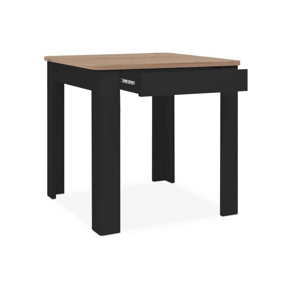 Table OSLO - Rectangulaire - 4 personnes - 80 x 77 x 80 cm - Noir / Ch