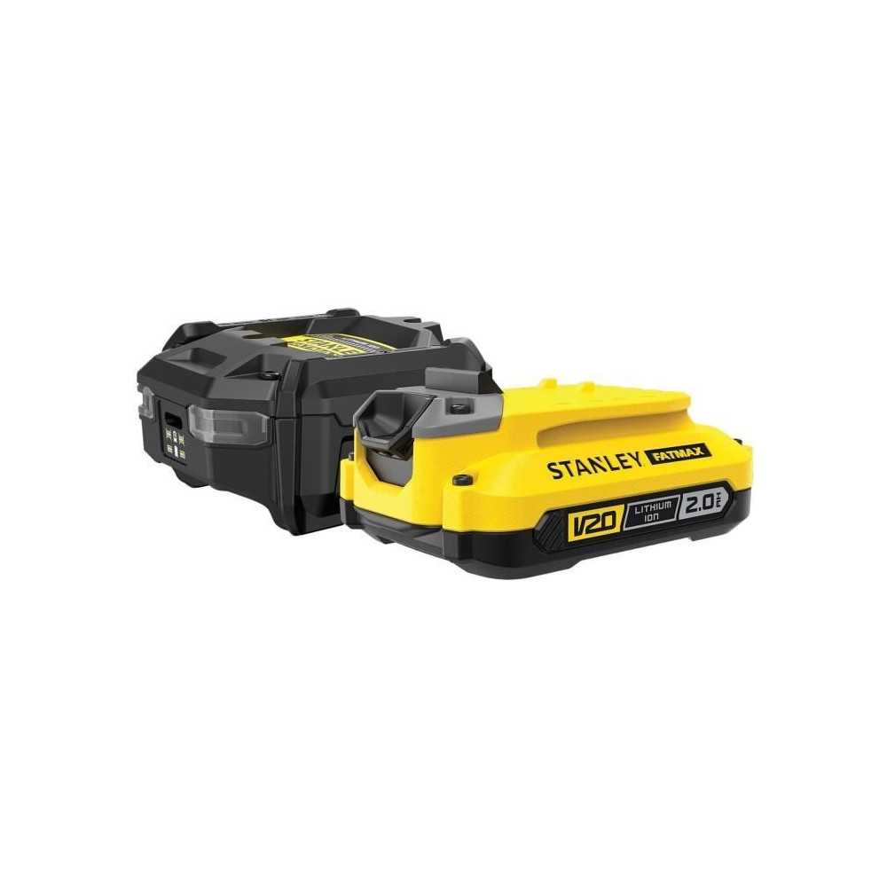 Starter Kit - STANLEY FATMAX V20 - SFMCB10D1-QW - 1.25A charger + 1 18 Starter Kit - STANLEY FATMAX V20 - SFMCB10D1-QW - 1.25A charger + 1 18
