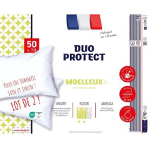 DODO - Lot de 2 oreillers moelleux - DUO PROTECT - 50 x 70 cm - 100 %