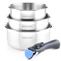 Set of 3 pans 16-18-20 cm Arthur Martin AM3710 - Stainless steel - Rem