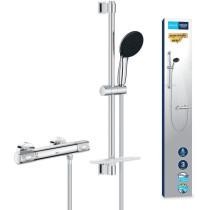 Shower set with thermostatic mixer, 3-jet shower head, 60cm bar and fl