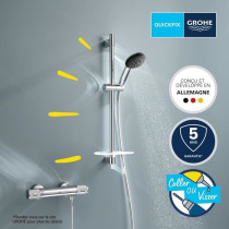 Shower set with thermostatic mixer, 3-jet shower head, 60cm bar and fl