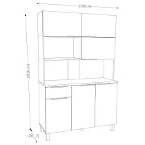 Berlioz Creations CB120B LOVA Buffet de cuisine contemporain avec 6 Po