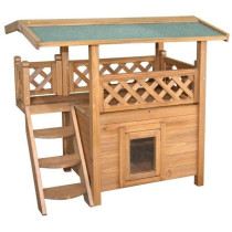 Cat house - KERBL - Lodge - Wood - Brown / Green - 77 x 50 x 73 cm