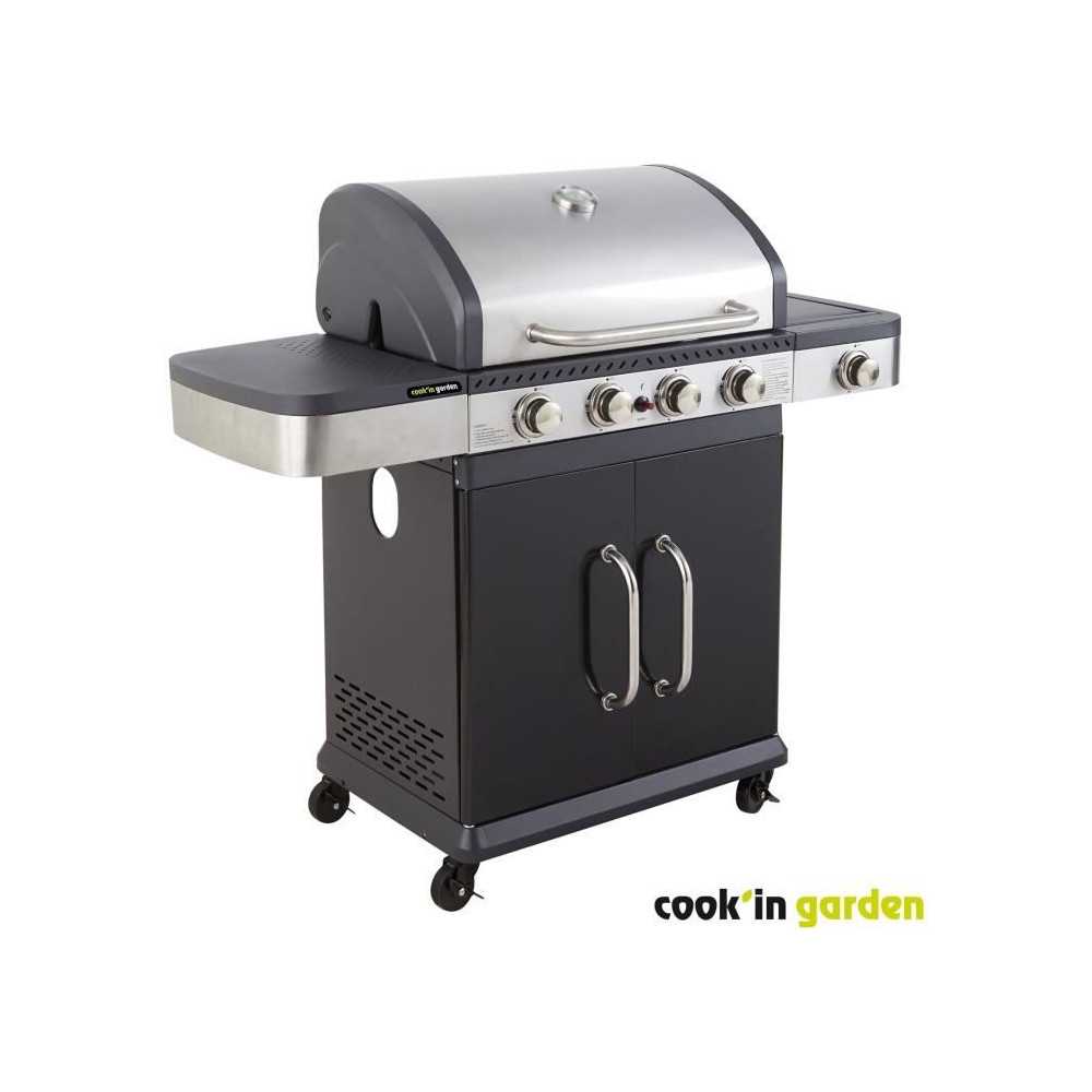 Barbecue a gaz - COOK'IN GARDEN - FIDGI 4 - 4 brûleurs + Side - Noir