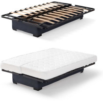 Banquette clic clac 3 places - Matelas 17 cm - Tissu gris anthracite -