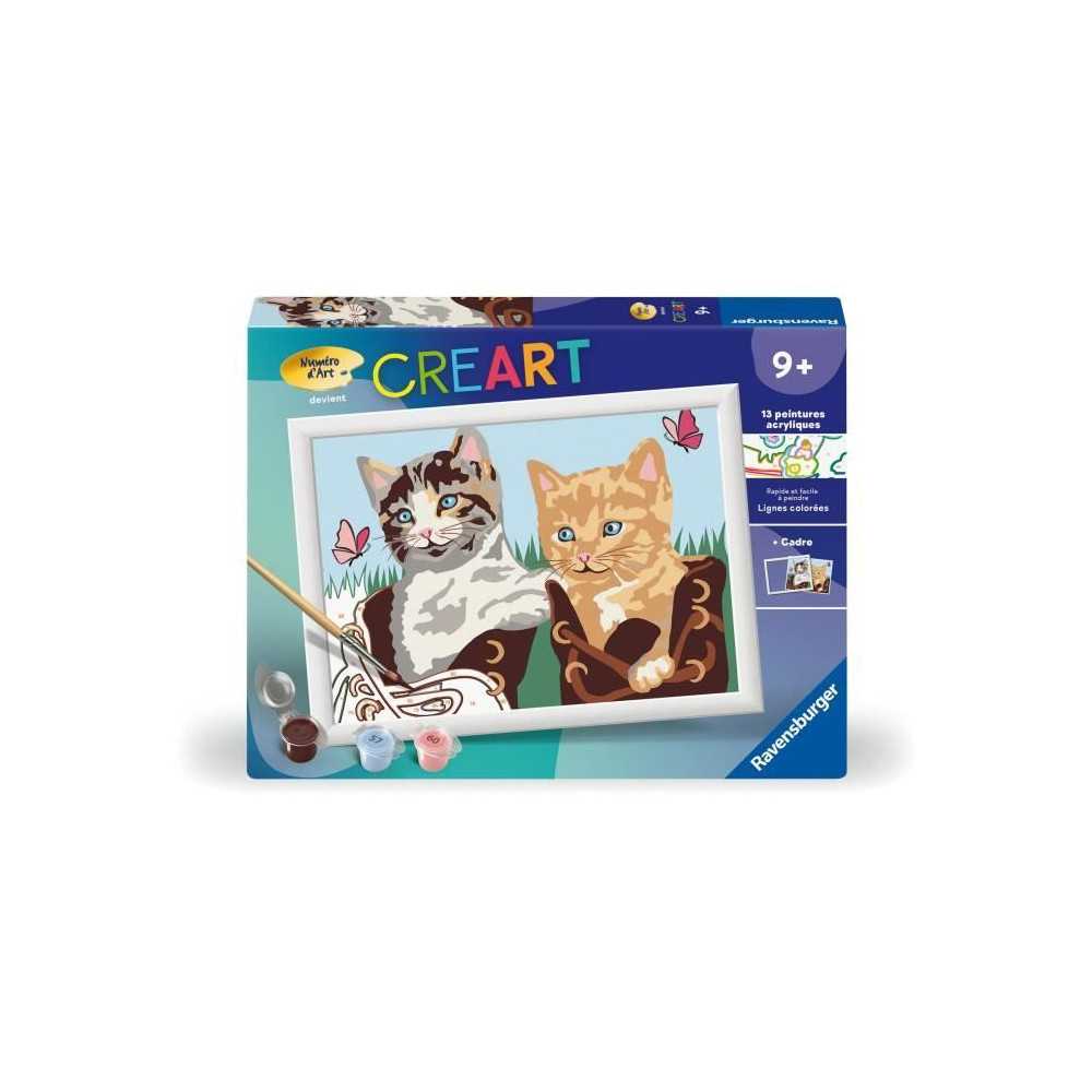 CreArt Kids 18x24cm, Numéro d'Art, Chatons et Chaussures, Kit de pein